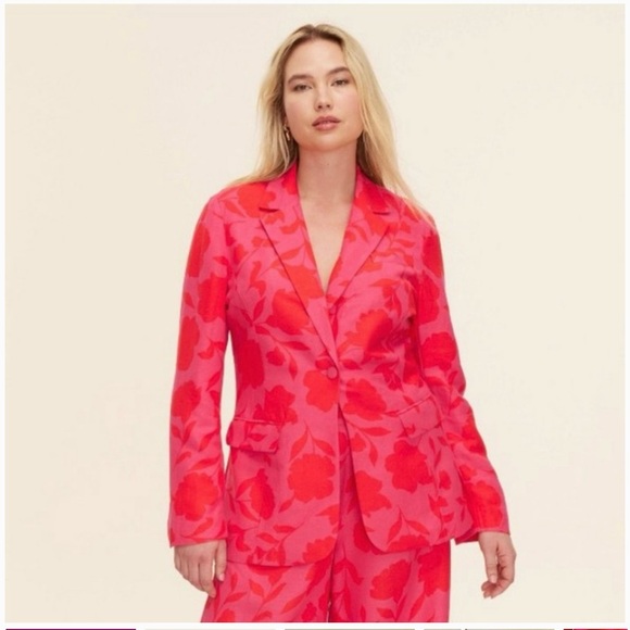 Kate Spade x Target Classic Rose Blazer Pink and Red Linen Blend - Picture 1 of 5